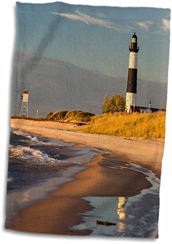 3D Gül Büyük Samur Noktası Deniz Feneri Göl Ludington SP Michigan ABD TWL_190093_1 Havlu, 15 x 22