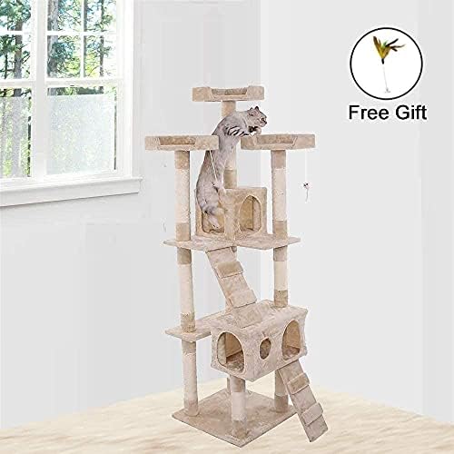 Haieshop Kedi Ağacı tırmalama sütunu Kedi Kulesi katı ahşap Taşlama Pençe Küçük Platform Villa Çok Katlı Büyük Kedi