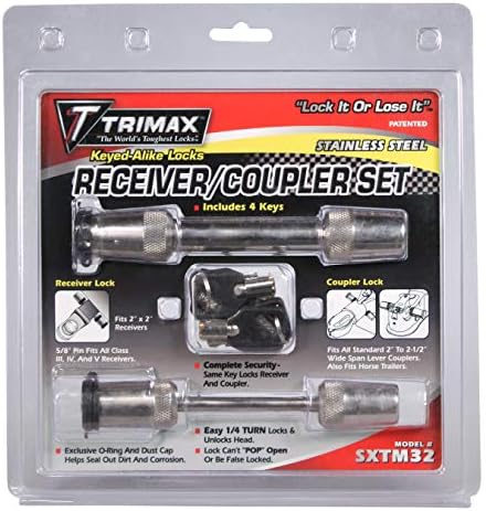 Trimax SXTM32 100 % Paslanmaz Çelik (SXT3) 5/8 Alıcı Kilidi ve (SXTC2) 2.5 Açıklıklı Kuplör