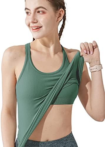 Yoga Racerback Tank Top Kadınlar için Sutyen, kadın Yastıklı spor Sutyeni Fitness Egzersiz koşu tişörtü