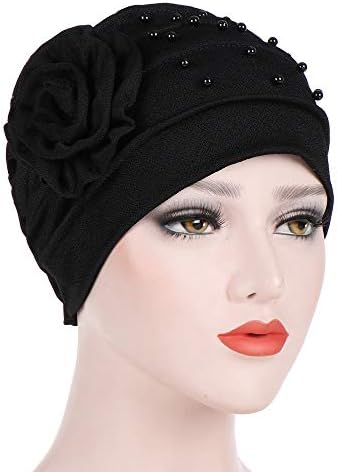 Şapkalar Bere Şapka Kap Kadınlar için, Kadın Boncuk Şapka Müslüman Fırfır Çiçek Türban Wrap Kap Bayan Erkek Örgü Şapka