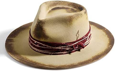 RUEDIGER Geniş fötr şapka şapkalar Erkekler Kadınlar ıçin %100 % Yün Keçe Panama Çiftlik Sahibi Şapka Yıldırım Logosu