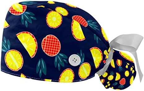Nıaocpwy Ananas Donanma Ayarlanabilir Çalışma Kap Düğmeleri ile Elastik kurdele Geri Şapka Kadınlar için