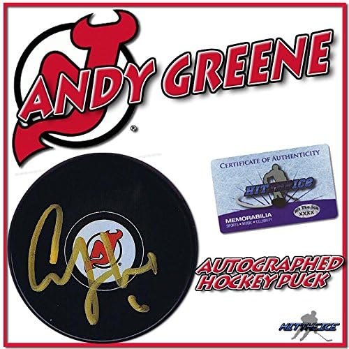 ANDY GREENE, NEW JERSEY DEVİLS Hokey Diskini COA ile İmzaladı * YENİ * - İmzalı NHL Diskleri