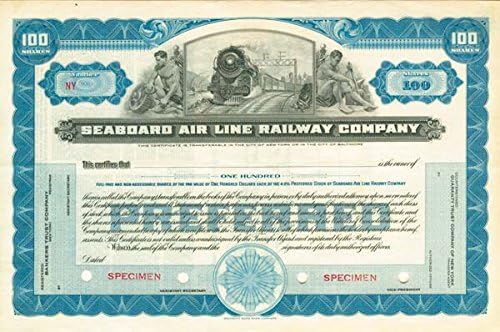 Seaboard Hava Hattı Demiryolu-Numune Demiryolu Stok Sertifikası