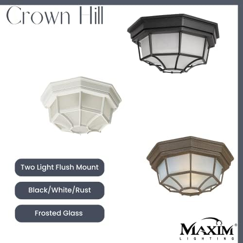 Maxim 1020WT Crown Hill Erken Amerikan Dökme Alüminyum Buzlu Cam Dış Mekan Gömme Montajlı, 2 Işıklı 120 Toplam Watt,