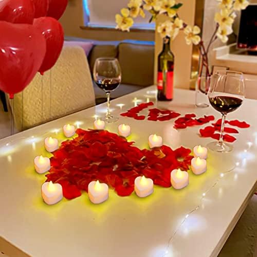Romantik Gece için Beıchı Sevgililer Günü Mumları, 1000 adet Kırmızı Sahte Gül Yaprakları ile 24 adet Aşk LED dekoratif