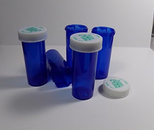 Plastik Reçete Mavi Şişeler/Şişeler 25 Paket w/Kapaklar 8 Dram Boyutu-Yeni