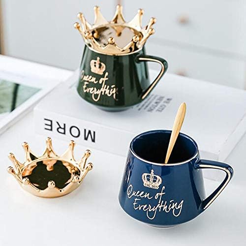 Taç Kahve kupa, Her Şeyin Kraliçesi Kupa Kadınlar için Mükemmel, Taç Kapaklı Sevimli Pembe Seramik Kahve Çay Bardağı