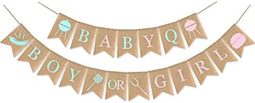 Baby Q Erkek veya Kız Cinsiyet Reveal Banner, BARBEKÜ Barbekü BabyQ Temalı Cinsiyet Reveal Parti Dekorasyonları ve