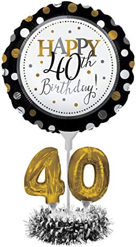 Yaratıcı Dönüştürme Mutlu 40th Doğum Günü Balon Centerpiece Siyah ve Altın Kilometre Taşı Doğum Günü - 317306