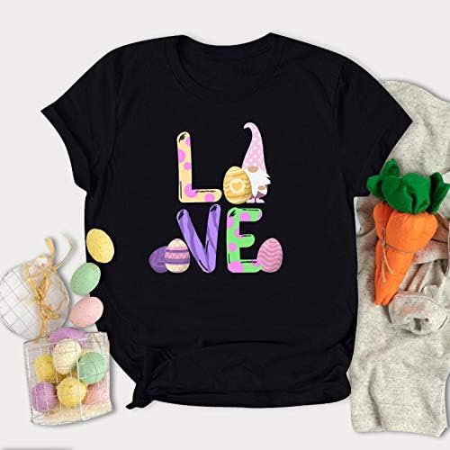 Mutlu Paskalya Gömlek Kadınlar için Tavşan grafikli tişört Komik Mektup Baskılı Hıristiyan Kısa Kollu Tee Bluz Tops