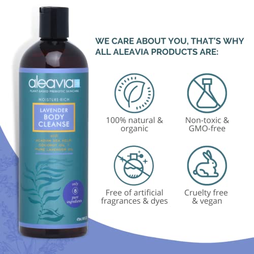Aleavia Lavanta Vücut Temizliği-Saf Esansiyel Yağlarla Kokulu Organik ve Tamamen Doğal Prebiyotik Vücut Yıkama - Cilt