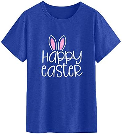 Paskalya T Shirt Kadınlar için Yumurta Baskılı Kısa Kollu O Boyun T-Shirt Yumurta Bluz Üst Gevşek Fit Yumuşak Rahat