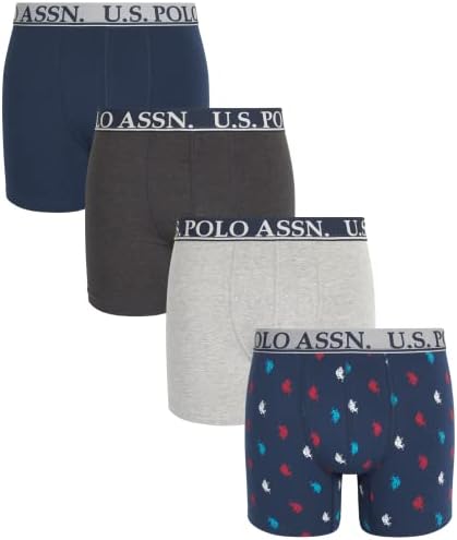 U. S. Polo Assn. Erkek İç Giyim - Konfor Kılıflı Performanslı Streç Boxer Külot (4'lü Paket)