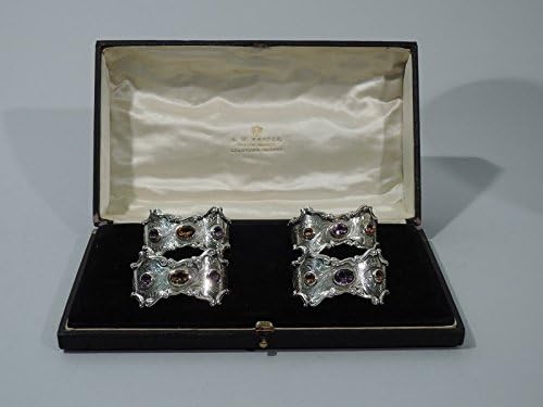 Mücevherli Görkemli Gümüş Peçete Halkaları 1907