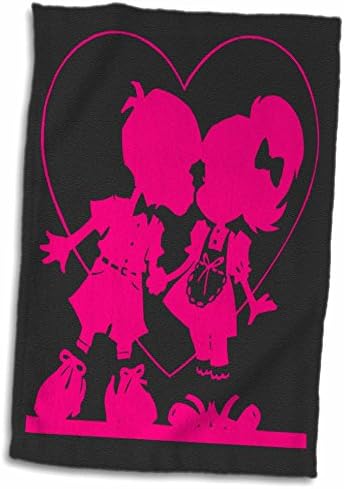 3dRose Florene Tatil Grafiği - Pembe ve Siyah Sevgililer Günü Çocukları - Havlular (twl-38102-1)