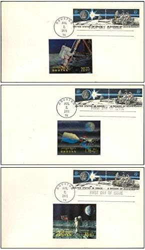 Posta Kapağı Merceksi Butan Uzayda Amerika Birleşik Devletleri'nin On Yılı İlk Gün Kapağı - 1971 vintage NASA zarfları