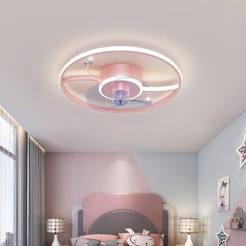 ISSPTYB çocuk tavan vantilatörü ile ışık kız yatak odası kapalı dekoratif 19.6 Pembe tavan vantilatörü aydınlatma