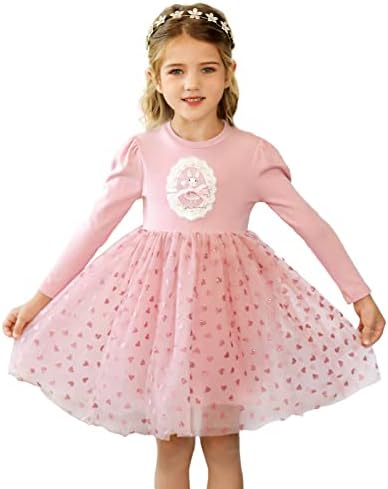 Grıpooaven Toddler Kız Elbise Uzun Kollu Sonbahar Kış Pamuk Çiçek Parti Elbise 3-8 Yıl