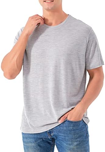 Merinos Korumak %100 % merinos yünü erkek t-shirtü Kısa Kollu Koku Direnci Hafif Taban Katmanı Seyahat Yürüyüş için