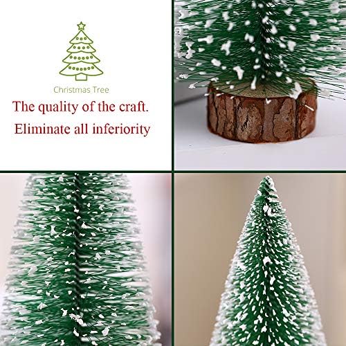 Masaüstü Minyatür Çam Ağacı Ahşap Tabanlı 5 Adet Noel Ağacı Masa Üstü Mini Sisal Ağaçları Kar Buzlu Ağaçlar Noel DIY