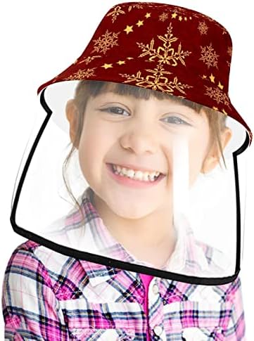 Yetişkin Koruyucu Şapka ile Yüz Kalkanı, Balıkçı Şapka Anti güneşlikli kep, Altın Kar Tanesi Yıldız Noel