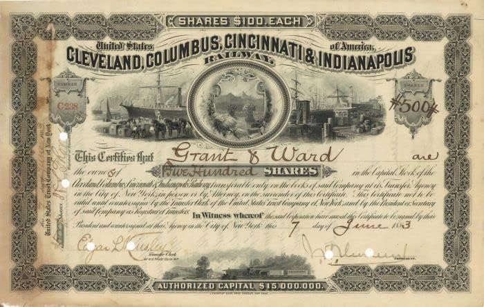Cleveland, Columbus, Cincinnati ve Indianapolis Demiryolu-Stok Sertifikası