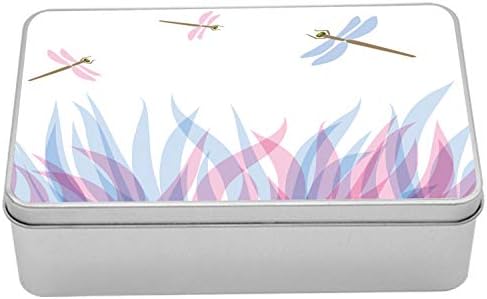 Ambesonne Yusufçuk Metal Kutu, Soyut Görüntüde Böcek Sinekleri Gibi Doğa Temalı Renkli Kuşlar, Kapaklı Çok Amaçlı