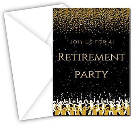 Elcer Emeklilik Partisi davetiyeleri / Emekli Davet kartları / Zarflı 20 Sayım Siyah ve Altın / Bize katılın Davetlisiniz