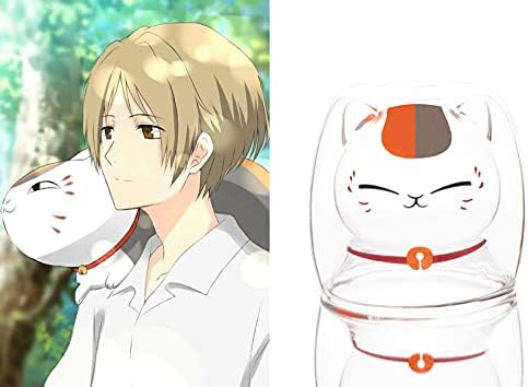 Roffatide Anime natsume'un Arkadaş Kitabı Nyanko Sensei Sevimli Kupalar Çift Duvar yalıtımlı Cam Kahve Çay süt kupası
