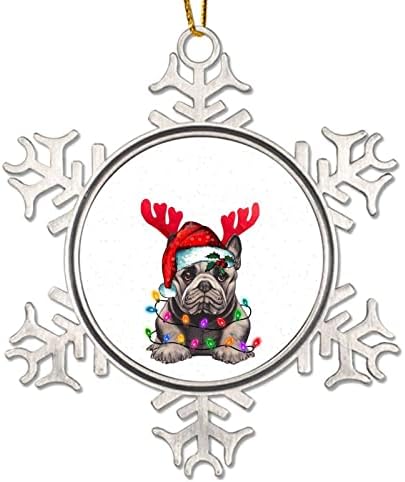 Kış noel köpek Metal kar tanesi Noel süs kırmızı ren geyiği boynuz ışık köpek Noel ağacı süsleri ağaç Yorkshire Terrier