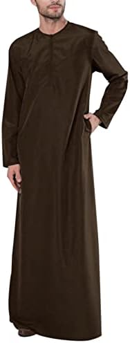 Bmısegm erkek Gömlekler Erkek Casual Gevşek Müslüman Arap Dubai Elbise Uzun Kollu Fermuar Gömlek