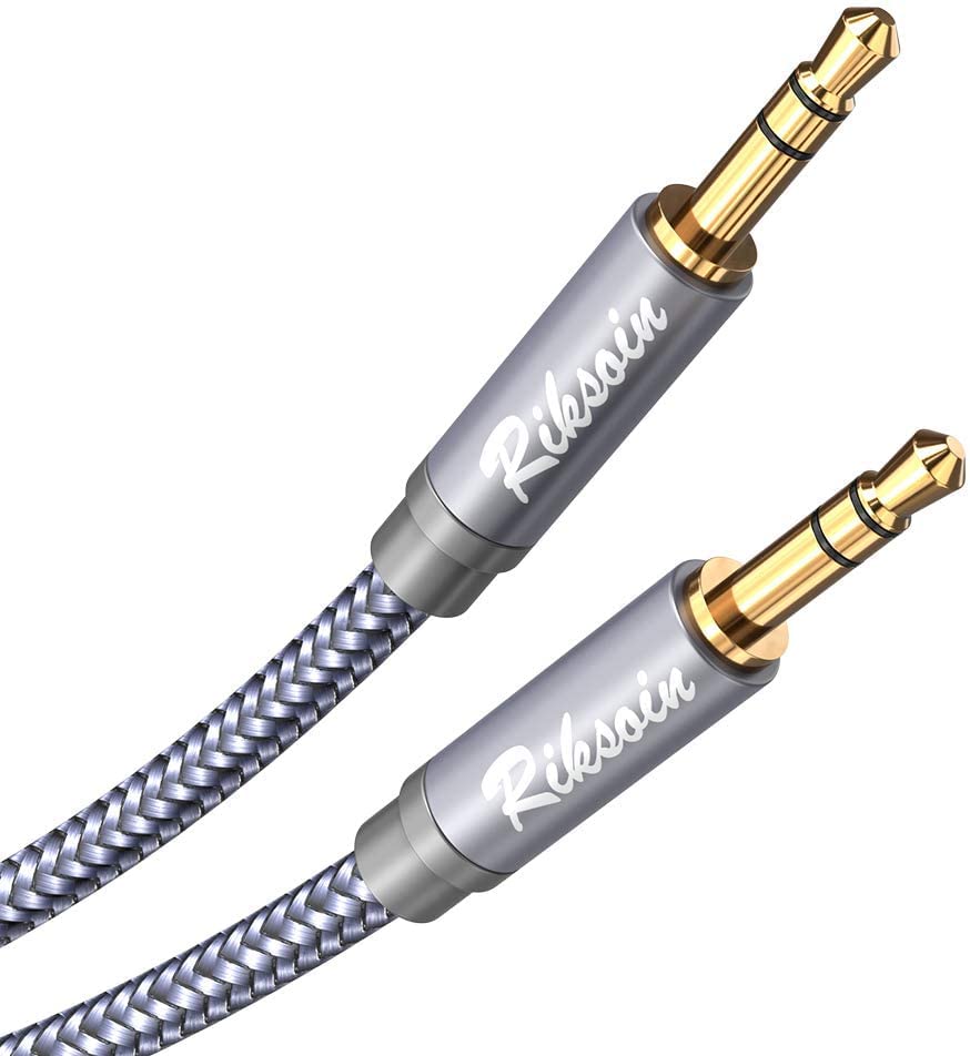 RİKSOİN Aux Kablosu-3,5 mm Erkek-Erkek Yardımcı Ses Kablosu [Korumalı,Hi-Fi] Audiophile Aux Kablosu 3,5 mm Kulaklık