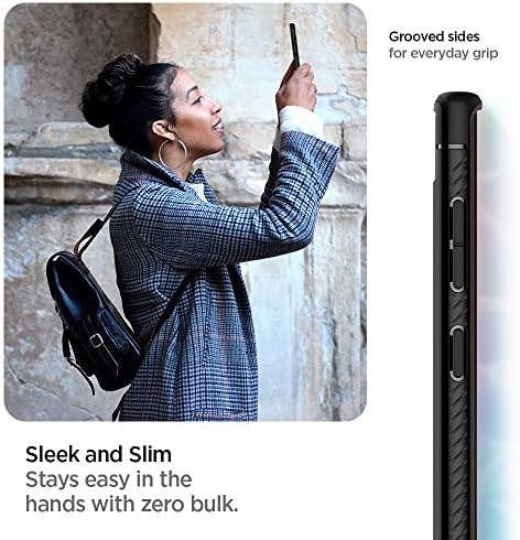 Spigen Sağlam Zırh 627CS27331 Samsung Galaxy Note 10 Plus ile Uyumlu Silikon Siyah Koruyucu Kılıf Karbon Cep Telefonu