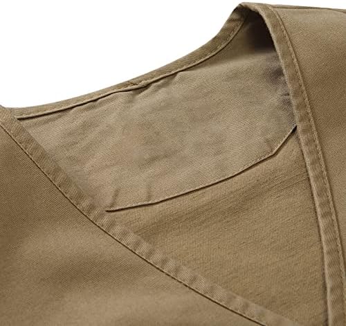 Erkek Yelek Ceket Bluzlar Eğlence Ceket Donatılmış Yıpratır Çok Cep Zip Düğmesi Egzersiz Üstleri Açık Dağcılık