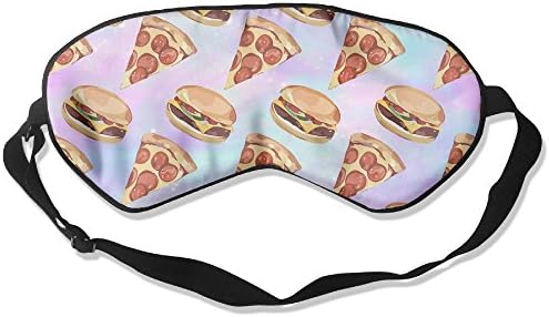 Yogasaga Uyku Göz Maskesi Pizza Burger Desen Doğal İpek Göz Maskesi Kapağı Ayarlanabilir Kayış ile