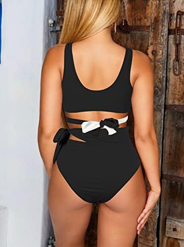 Sovoyontee Bayan Criss Çapraz Bikini Setleri Iki Parçalı Mayo Yüksek Belli Arsız Cut Out Mayo