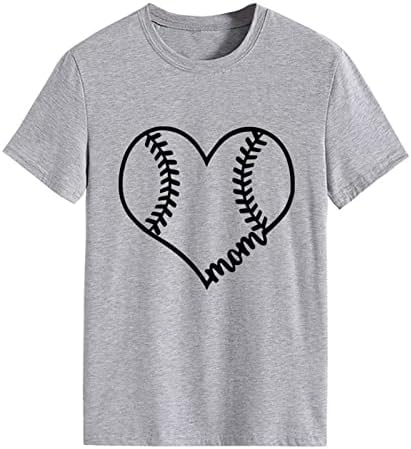 Kadın İş Üstleri, Beyzbol Grafik Tees Sevimli Beyzbol Baskılı Yaz Kısa Kollu T Gömlek Casual Spor Tops