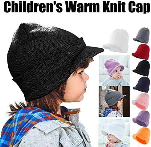Amekı Kış Örgü Şapka Tığ Visor Brim Cap Sıcak Yumuşak Örme Şapka Kapaklar Earflaps Visor Bere Şapka Bebek Kız Erkek