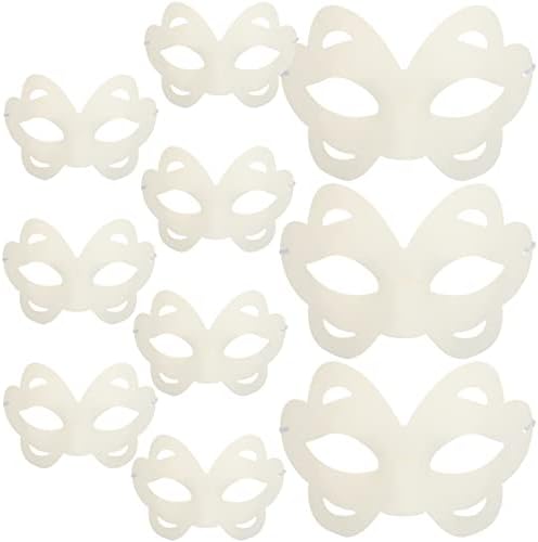 INOOMP 10 adet DIY Beyaz Kağıt Maskesi, Maskeli Maskeleri Hamuru Boş Maskeleri Boyama Zorro Boş Maske El Boyalı Maske