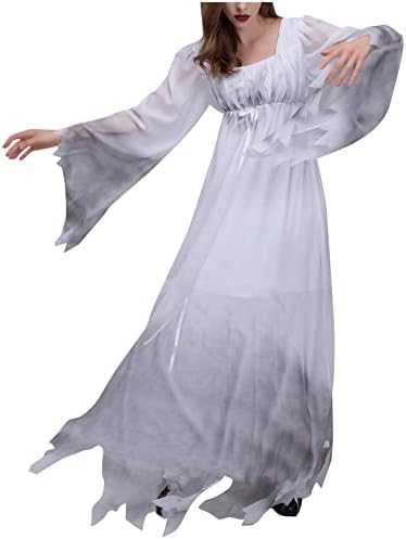 Ruziyoog Cadılar Bayramı Maxi Elbise Kadınlar için, Vintage Gossamer Hayalet Elbiseler Zombi Gelin Cosplay Kostümleri