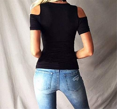 Andongnywell kadın Seksi Kapalı Omuz Halat kısa kollu tişört V Boyun Bluz Ön Üst T Shirt Tunikler