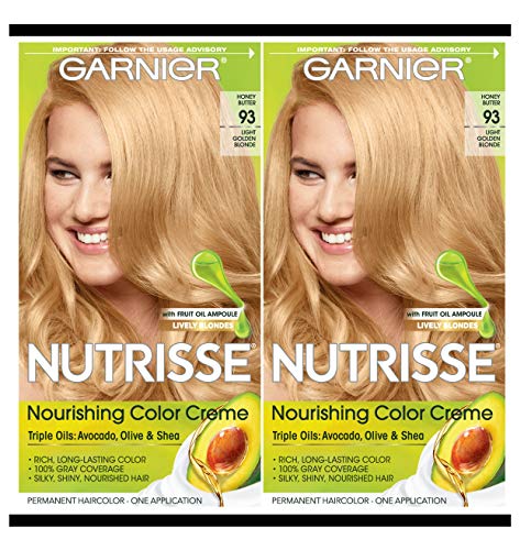 Garnier Saç Rengi Nutrisse Besleyici Krem, 93 Açık Altın Sarısı (Ballı Tereyağı) Kalıcı Saç Boyası, 2 Adet (Ambalaj