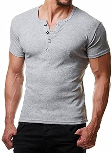 2023 Yeni Erkek Rahat Düz Renk Üst Gömlek V Boyun Bluz Katı Raglan Kol Düğmesi Bluz Tops T Gömlek Yüzmek