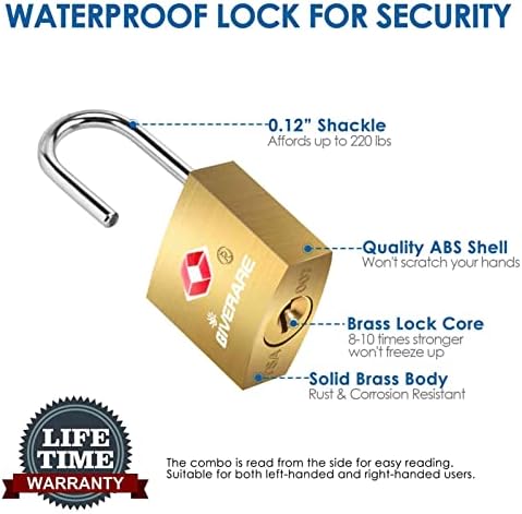 4 Paket TSA Onaylı Seyahat Bagaj anahtarlı kilitler, Katı Pirinç Bakır Anahtarlı Asma Kilit, Küçük Kilitler Bavul,