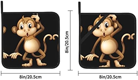 Sevimli Maymun Kare Yalıtımlı Tava Pedi - 8x8 inç (iki parçalı) Kalınlığında, Sıcağa Dayanıklı Yalıtım.