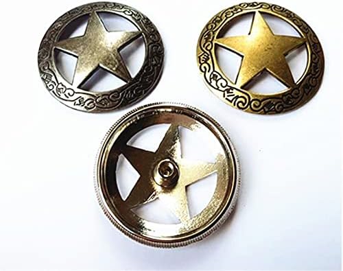 TOSGMLOUS 5 ADET Kazınmış Yıldız Concho Antika Mat Altın Gümüş Yuvarlak Dekoratif Toka Dekorasyon Aksesuarları 1-1