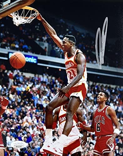 Dominique Wilkins İmzalı İmzalı 8x10 Fotoğraf JSA Kimlik Doğrulaması 1 - İmzalı NBA Fotoğrafları