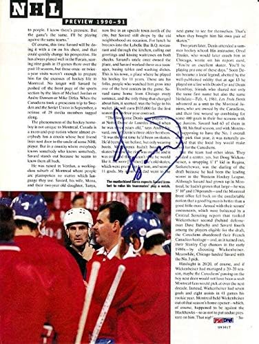 Denis Savard İmzalı Dergi Sayfası Fotoğrafı Montreal Canadiens PSA / DNA U93617-İmzalı NHL Dergileri